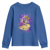 Funny Cinco De Mayo Cat Youth Sweatshirt Astronaut Kitten Flying A Taco