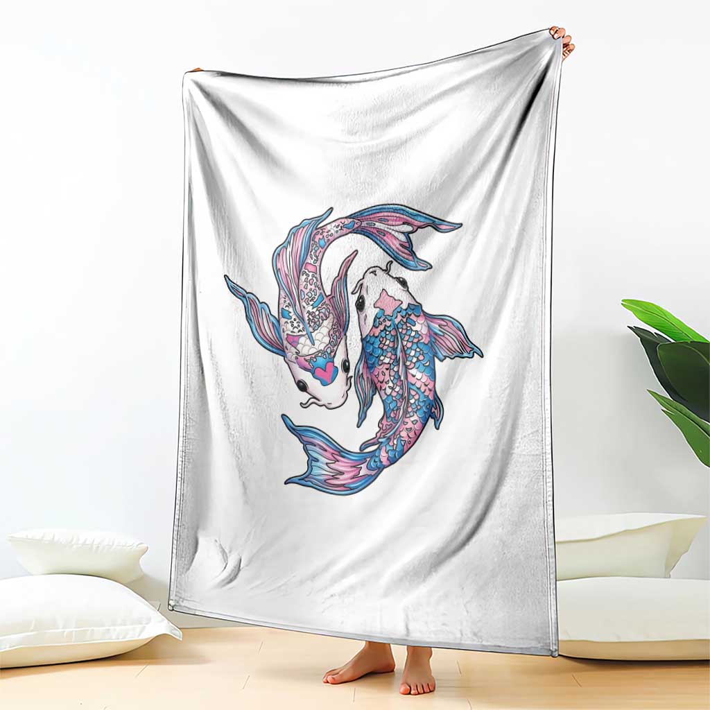 Transgender Ally Koi Fish Throw Blanket Funny Japanese Art Graphic