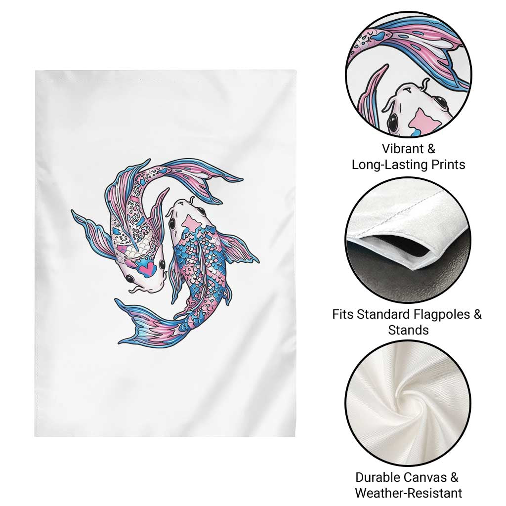 Transgender Ally Koi Fish Garden Flag Funny Japanese Art Graphic