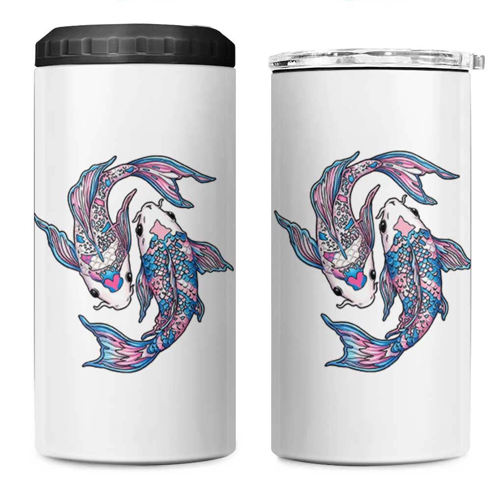 Transgender Ally Koi Fish 4 in 1 Can Cooler Tumbler Funny Japanese Art Graphic