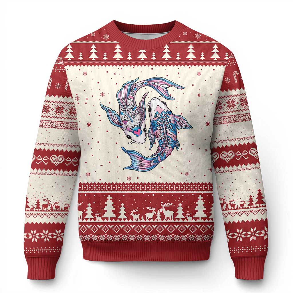 Transgender Ally Koi Fish Ugly Christmas Sweater Funny Japanese Art Graphic