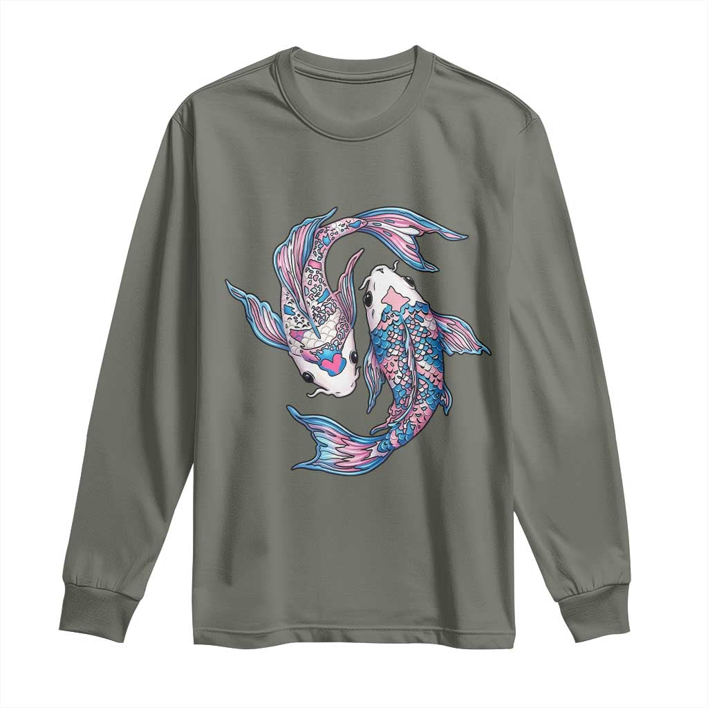Transgender Ally Koi Fish Long Sleeve Shirt Funny Japanese Art Graphic
