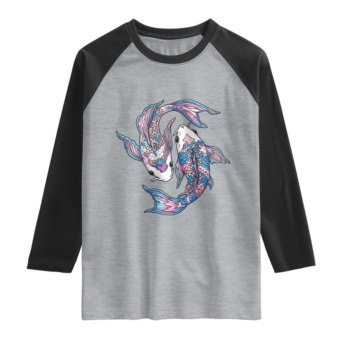 Transgender Ally Koi Fish Raglan Shirt Funny Japanese Art Graphic
