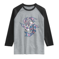 Transgender Ally Koi Fish Raglan Shirt Funny Japanese Art Graphic