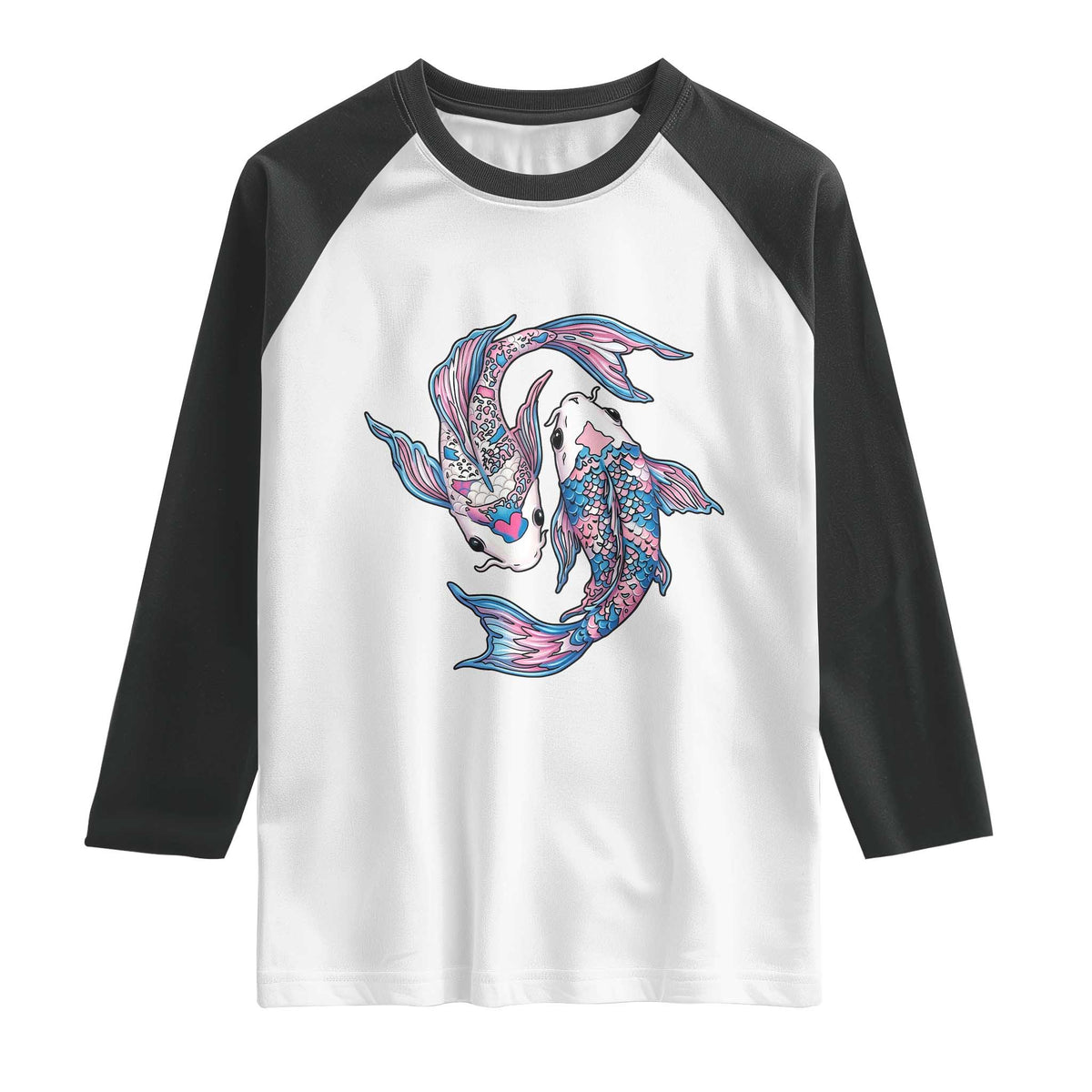Transgender Ally Koi Fish Raglan Shirt Funny Japanese Art Graphic