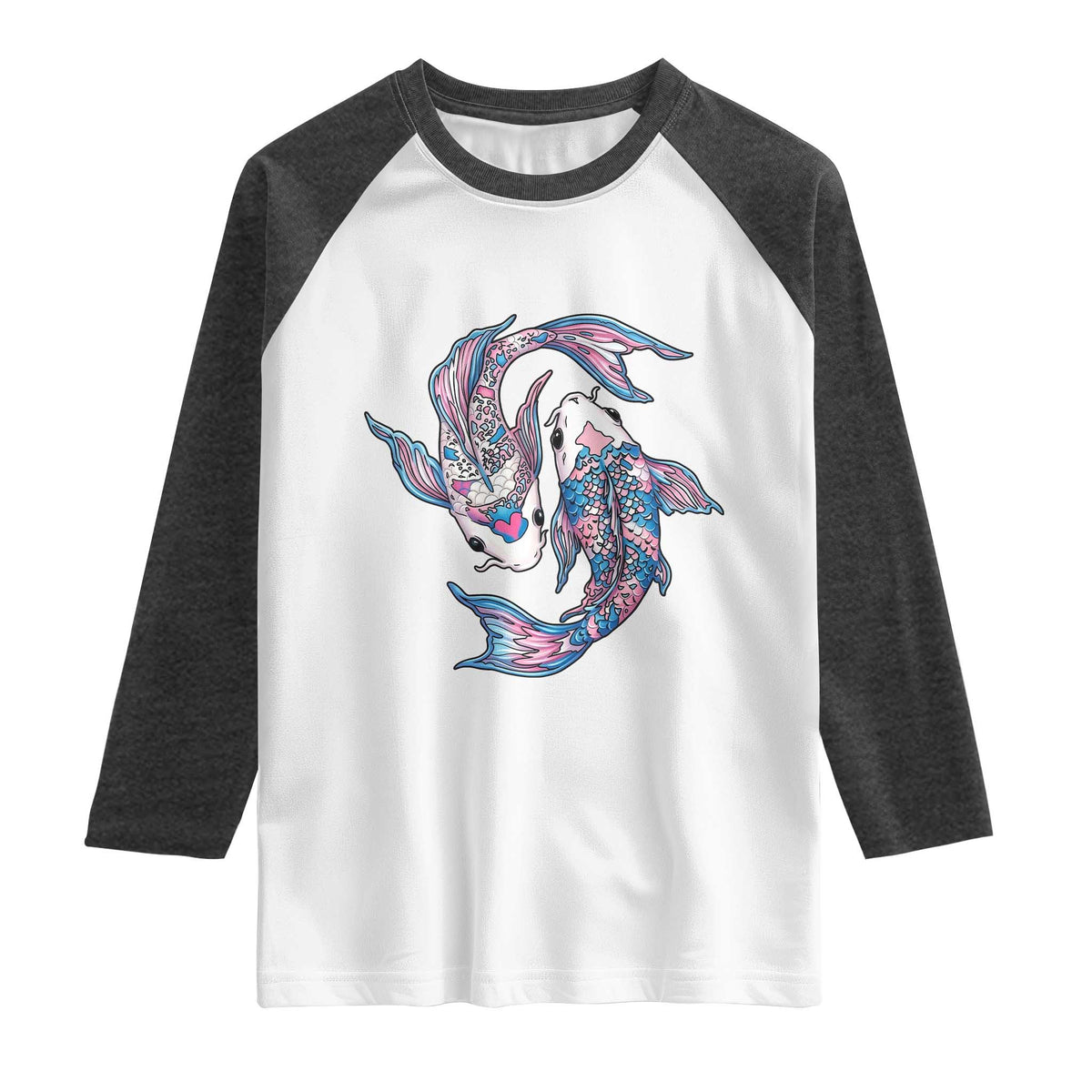 Transgender Ally Koi Fish Raglan Shirt Funny Japanese Art Graphic