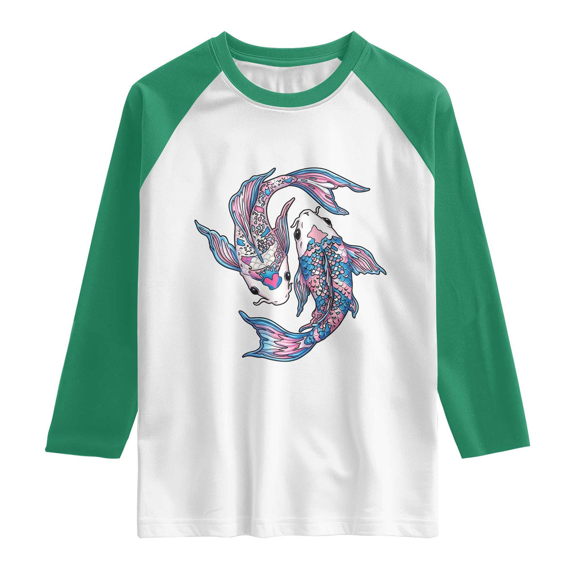 Transgender Ally Koi Fish Raglan Shirt Funny Japanese Art Graphic