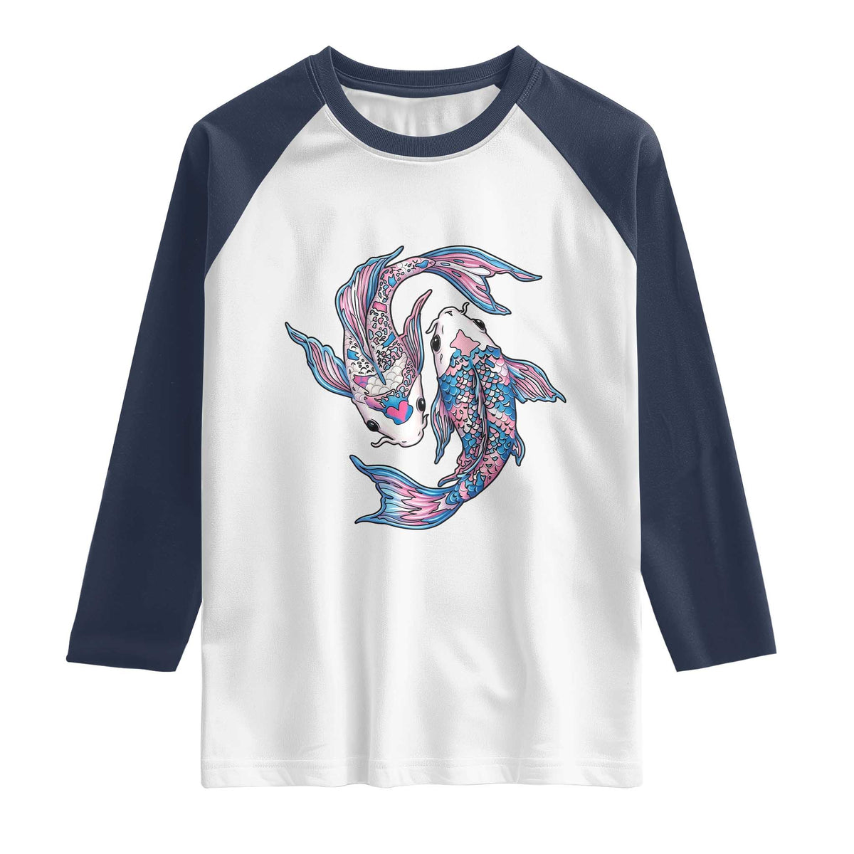 Transgender Ally Koi Fish Raglan Shirt Funny Japanese Art Graphic