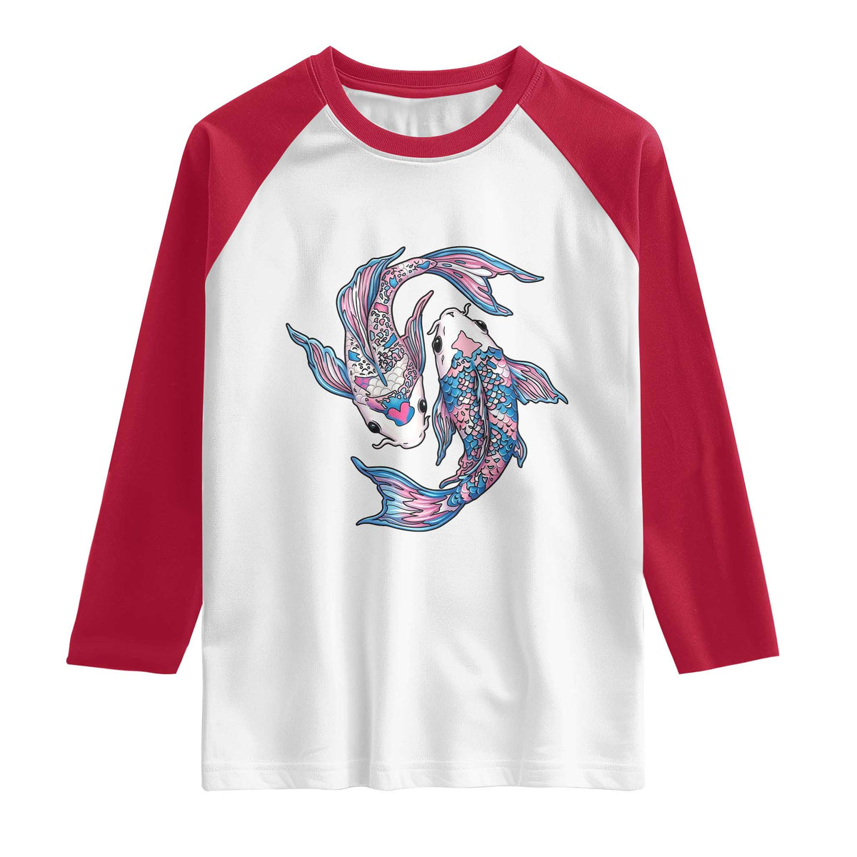 Transgender Ally Koi Fish Raglan Shirt Funny Japanese Art Graphic