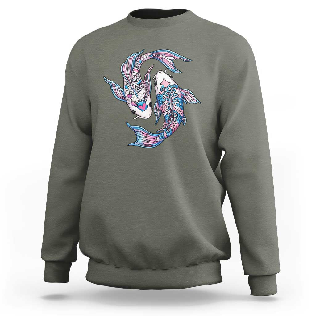Transgender Ally Koi Fish Sweatshirt Funny Japanese Art Graphic