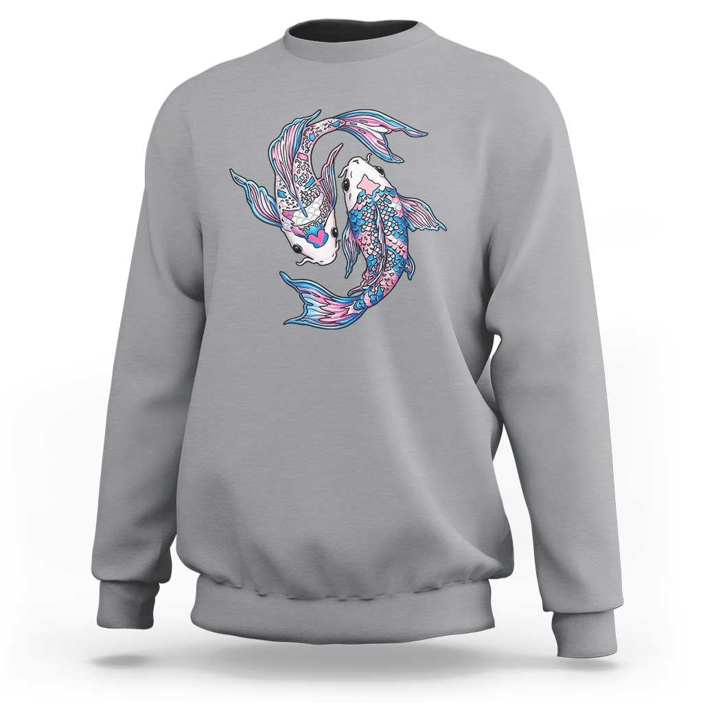 Transgender Ally Koi Fish Sweatshirt Funny Japanese Art Graphic