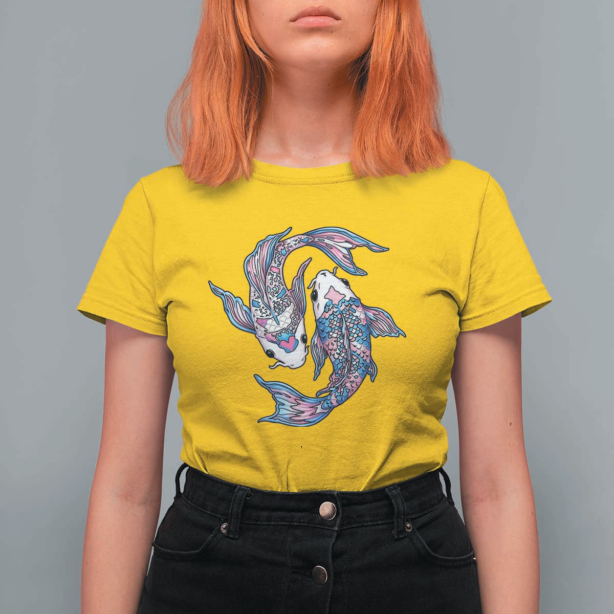 Transgender Ally Koi Fish T Shirt For Women Funny Japanese Art Graphic