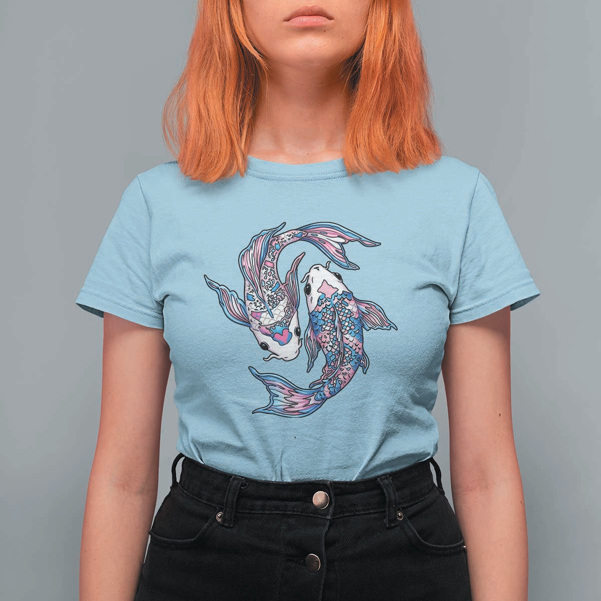Transgender Ally Koi Fish T Shirt For Women Funny Japanese Art Graphic