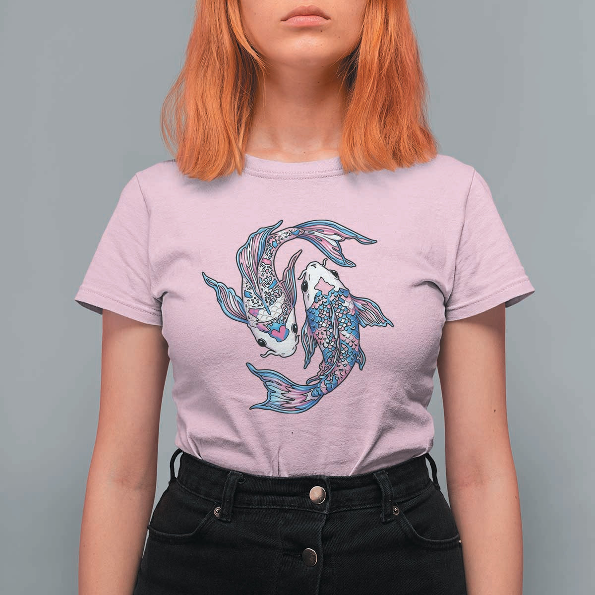Transgender Ally Koi Fish T Shirt For Women Funny Japanese Art Graphic