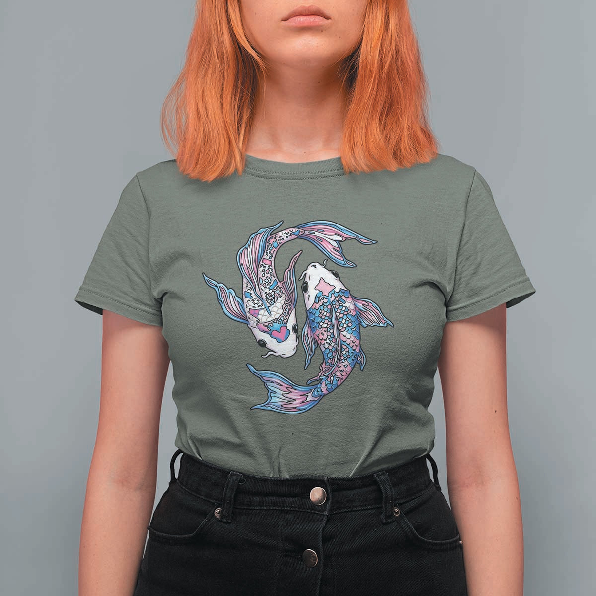 Transgender Ally Koi Fish T Shirt For Women Funny Japanese Art Graphic