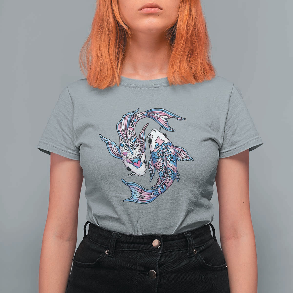 Transgender Ally Koi Fish T Shirt For Women Funny Japanese Art Graphic