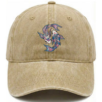 Transgender Ally Koi Fish Washed Cotton Baseball Cap Funny Japanese Art Graphic