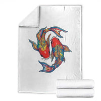 Rainbow Koi Fish LGBTQ Pride Throw Blanket Colorful Japanese Carp