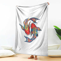 Rainbow Koi Fish LGBTQ Pride Throw Blanket Colorful Japanese Carp
