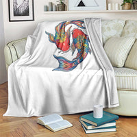 Rainbow Koi Fish LGBTQ Pride Throw Blanket Colorful Japanese Carp
