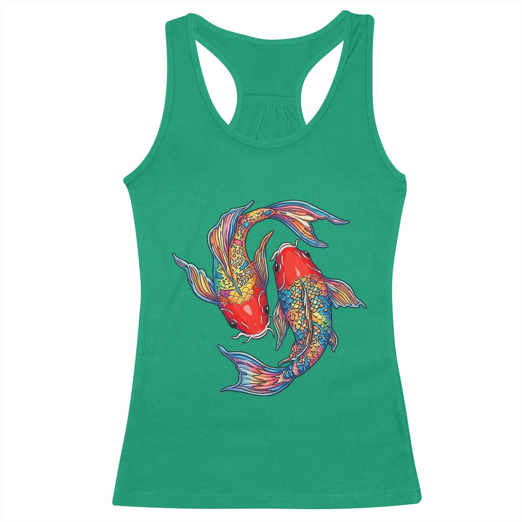 Rainbow Koi Fish LGBTQ Pride Racerback Tank Top Colorful Japanese Carp