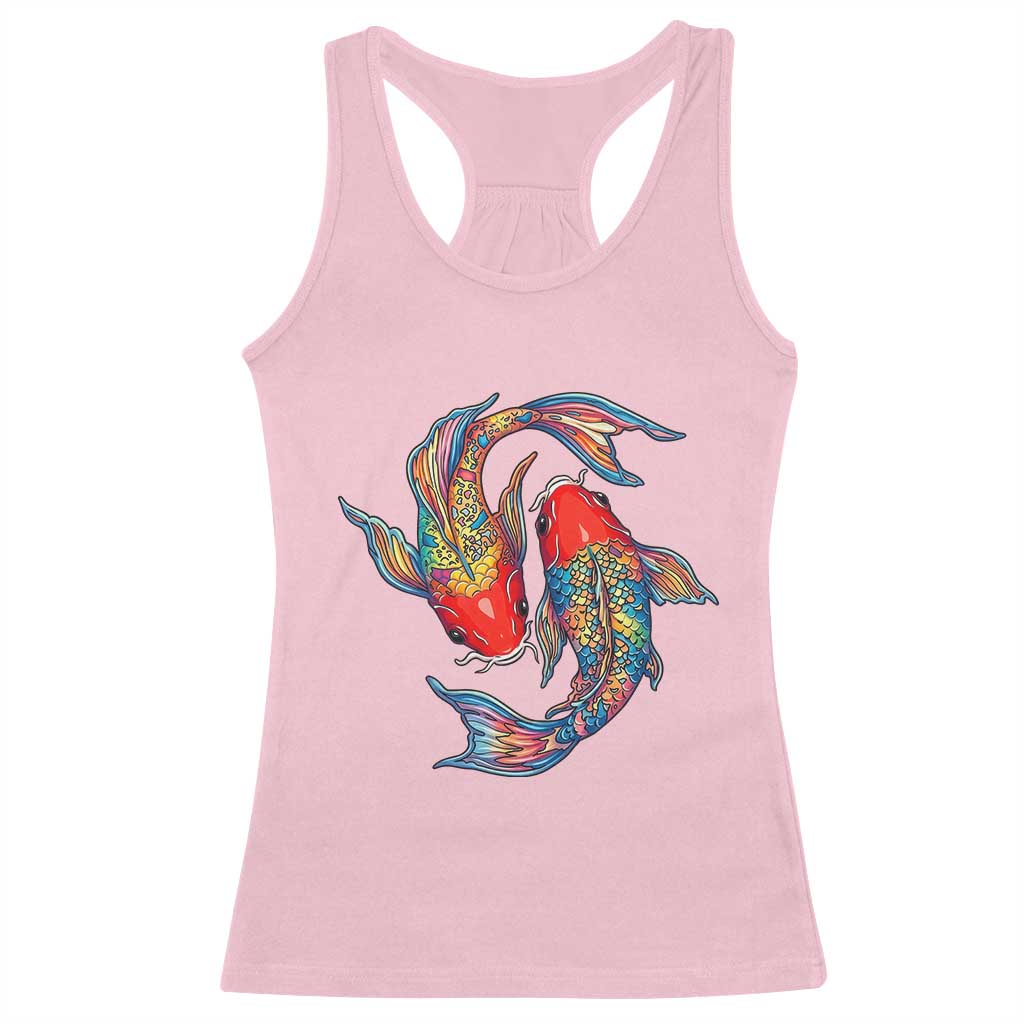 Rainbow Koi Fish LGBTQ Pride Racerback Tank Top Colorful Japanese Carp