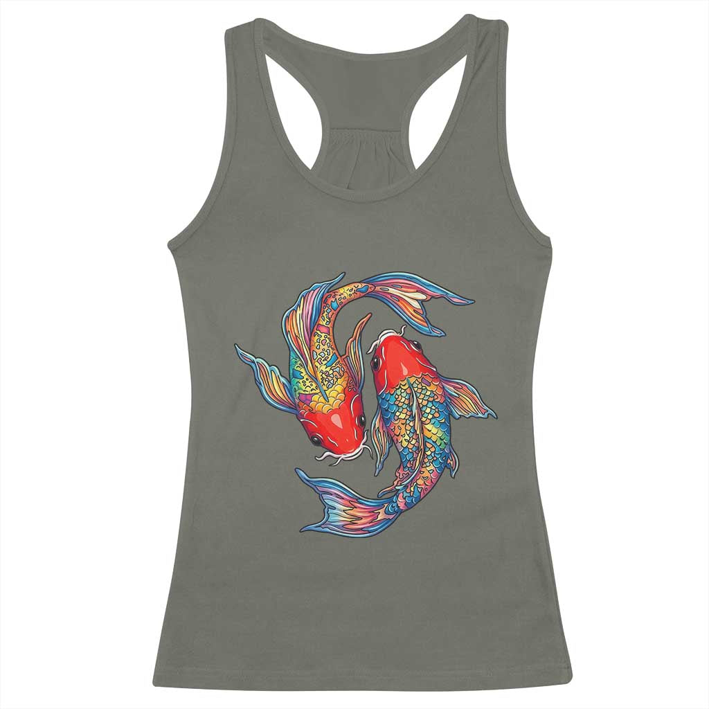 Rainbow Koi Fish LGBTQ Pride Racerback Tank Top Colorful Japanese Carp
