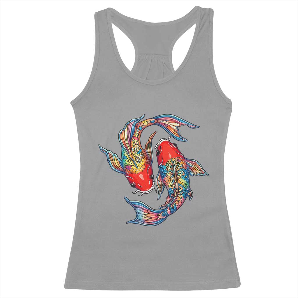 Rainbow Koi Fish LGBTQ Pride Racerback Tank Top Colorful Japanese Carp