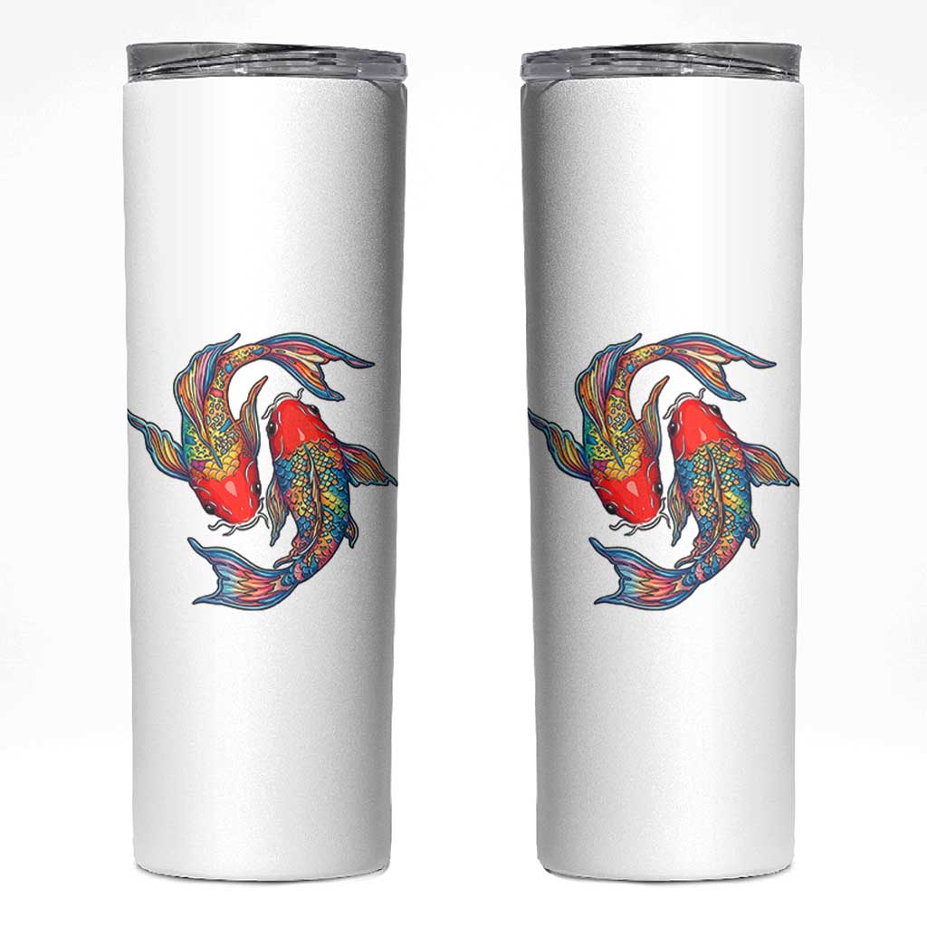 Rainbow Koi Fish LGBTQ Pride Skinny Tumbler Colorful Japanese Carp