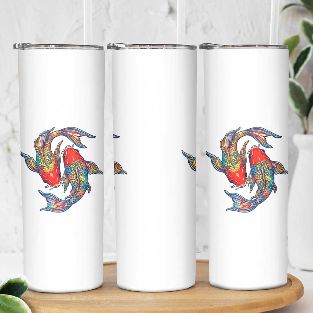 Rainbow Koi Fish LGBTQ Pride Skinny Tumbler Colorful Japanese Carp