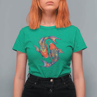 Rainbow Koi Fish LGBTQ Pride T Shirt For Women Colorful Japanese Carp