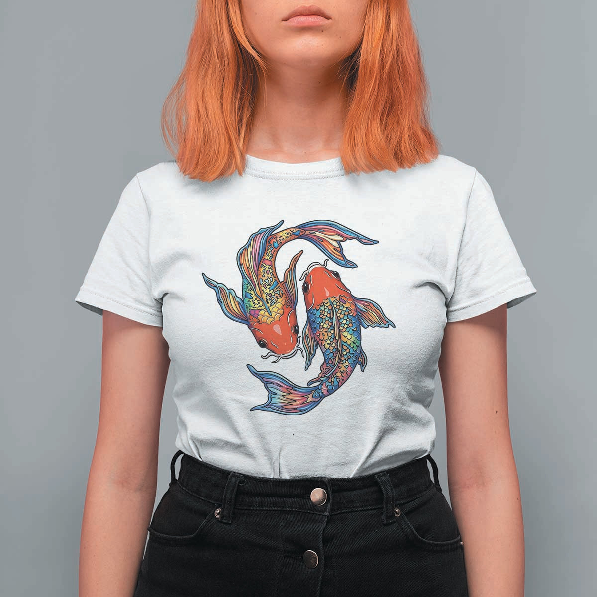 Rainbow Koi Fish LGBTQ Pride T Shirt For Women Colorful Japanese Carp