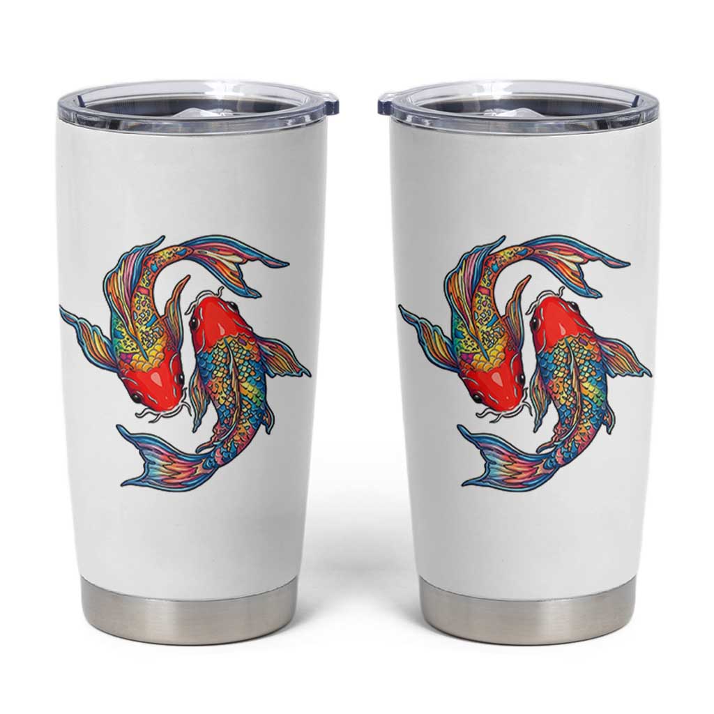 Rainbow Koi Fish LGBTQ Pride Tumbler Cup Colorful Japanese Carp