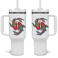 Rainbow Koi Fish LGBTQ Pride Tumbler With Handle Colorful Japanese Carp