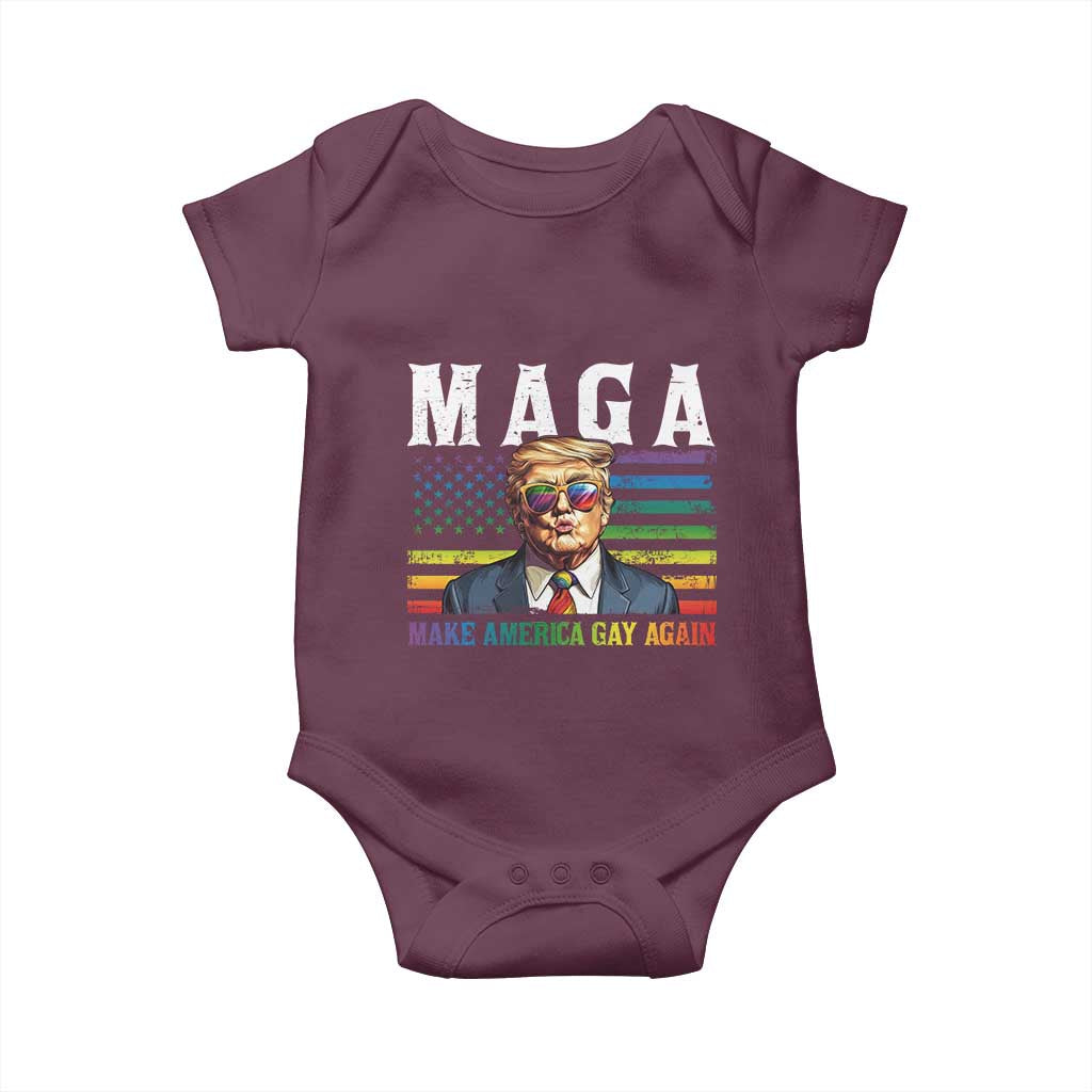 Make America Gay Again Baby Onesie LGBTQ Political Satire