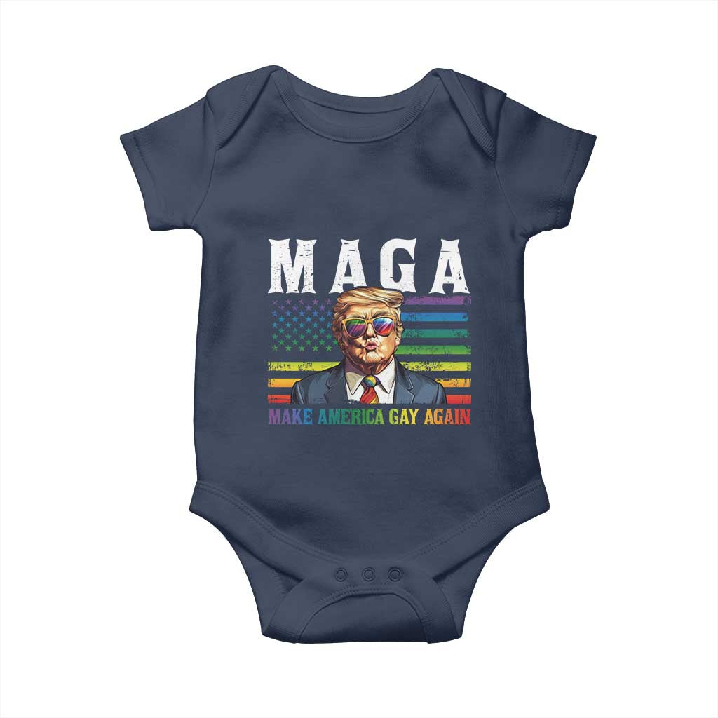 Make America Gay Again Baby Onesie LGBTQ Political Satire