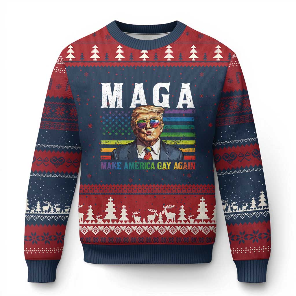 Make America Gay Again Ugly Christmas Sweater LGBTQ Political Satire