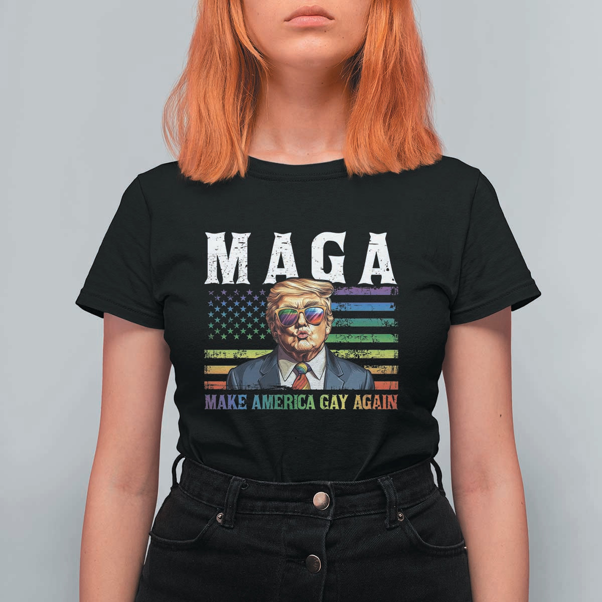 Make America Gay Again T Shirt For Women LGBTQ Political Satire
