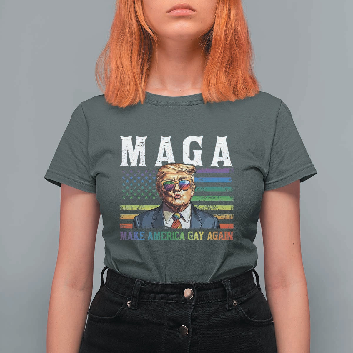 Make America Gay Again T Shirt For Women LGBTQ Political Satire