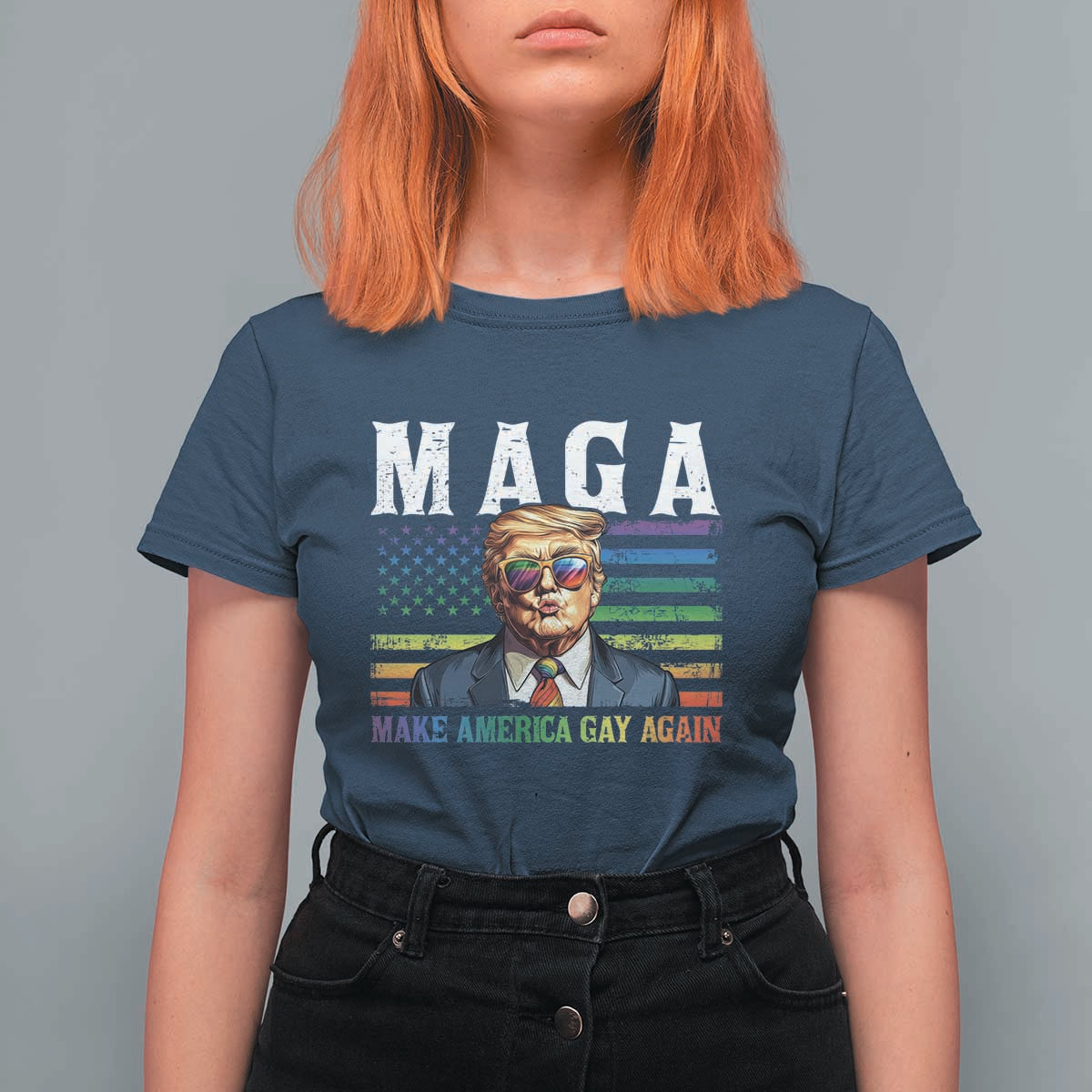 Make America Gay Again T Shirt For Women LGBTQ Political Satire