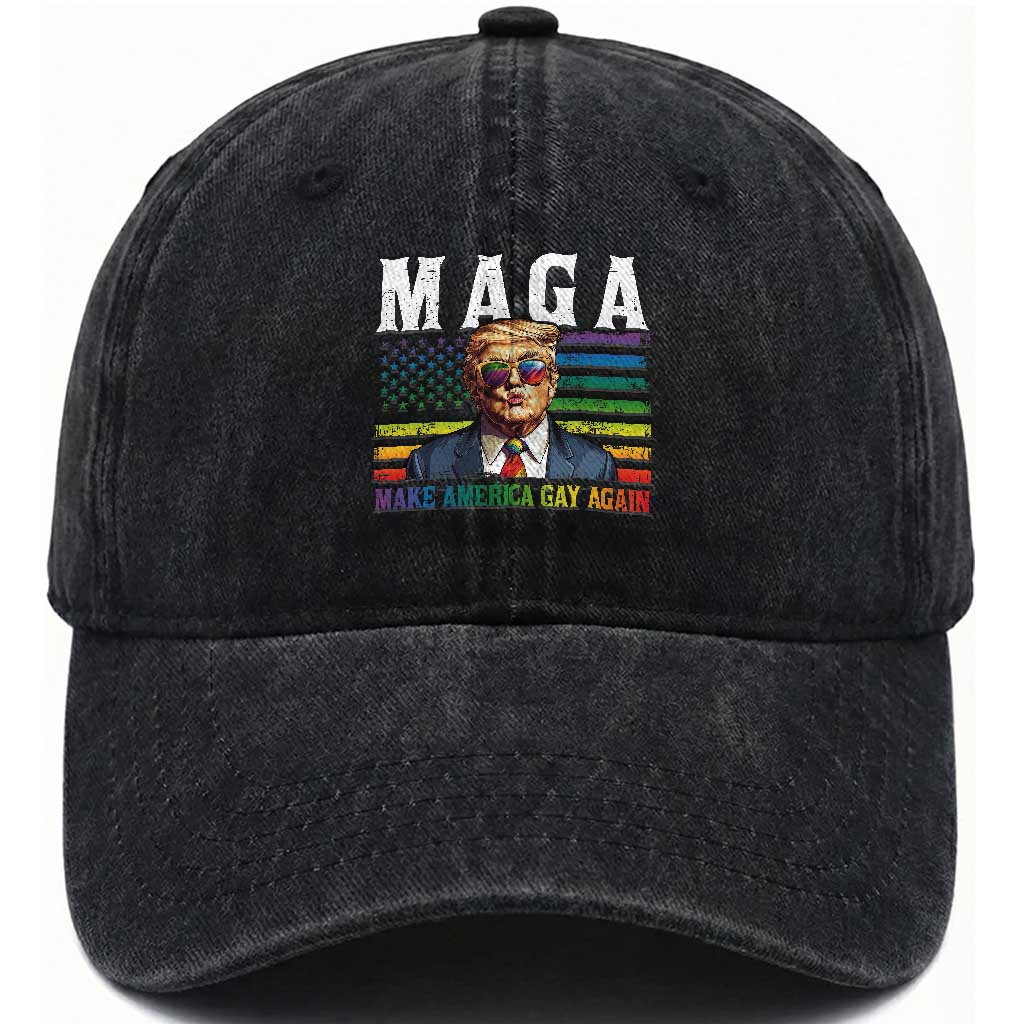 Make America Gay Again Washed Cotton Baseball Cap LGBTQ Political Satire