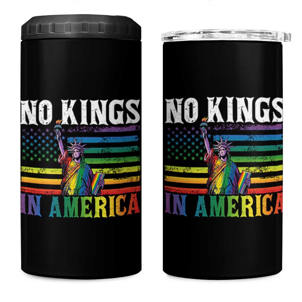 No Kings In America LGBT Pride 4 in 1 Can Cooler Tumbler Anti Authoritarian Political