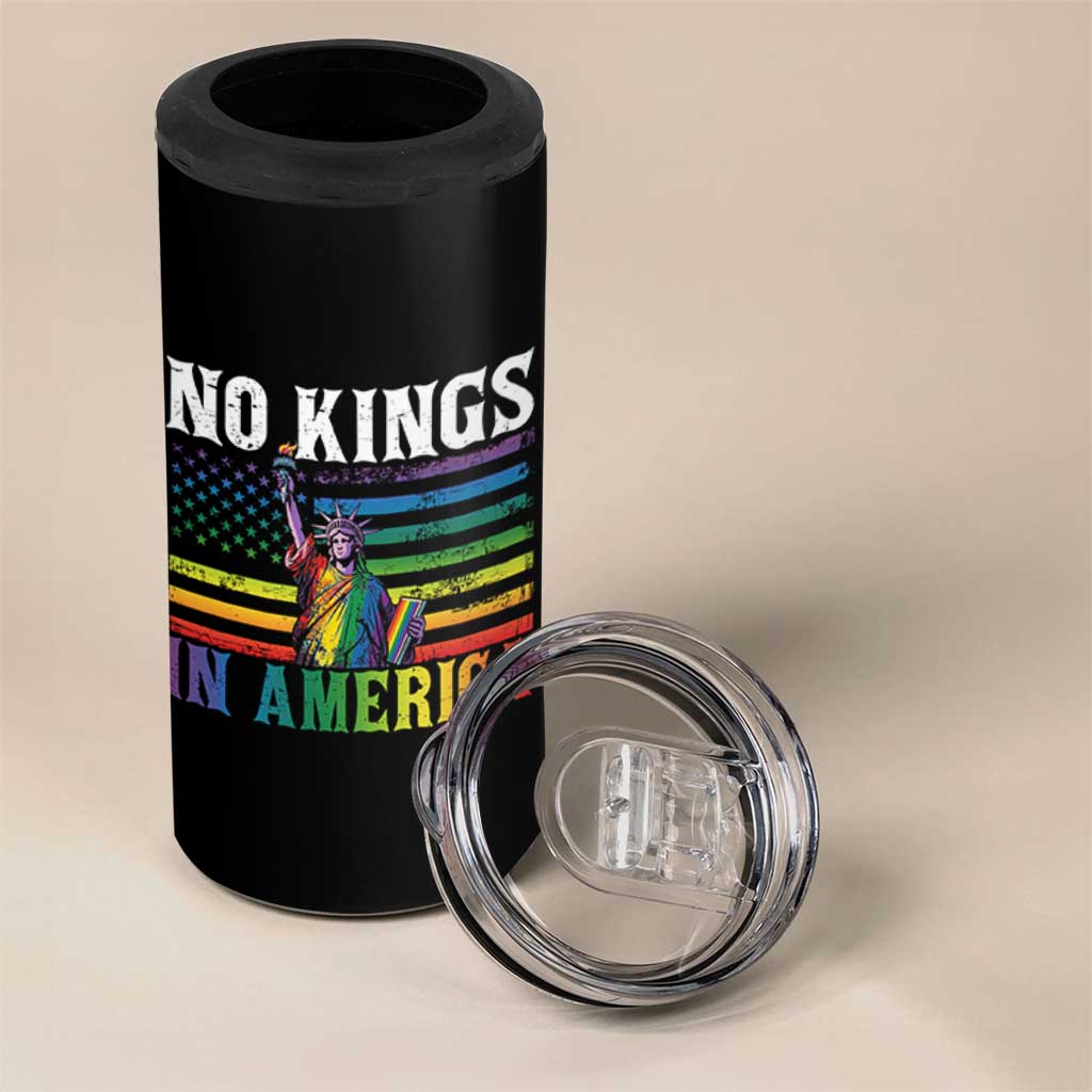 No Kings In America LGBT Pride 4 in 1 Can Cooler Tumbler Anti Authoritarian Political