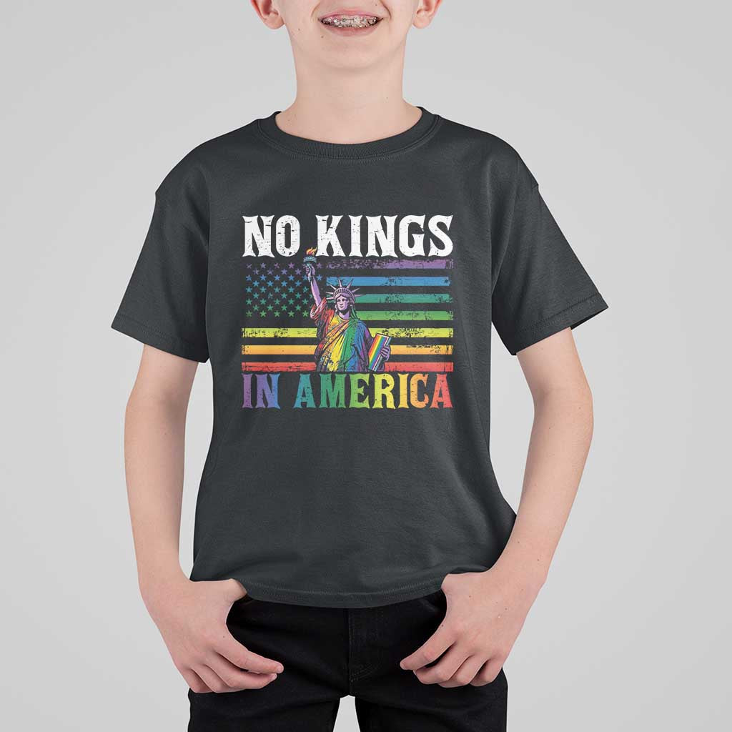 No Kings In America LGBT Pride T Shirt For Kid Anti Authoritarian Political