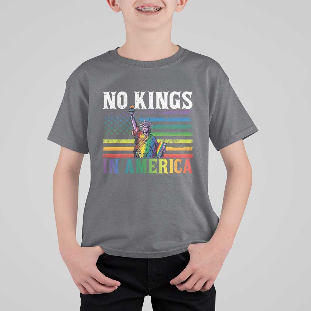 No Kings In America LGBT Pride T Shirt For Kid Anti Authoritarian Political