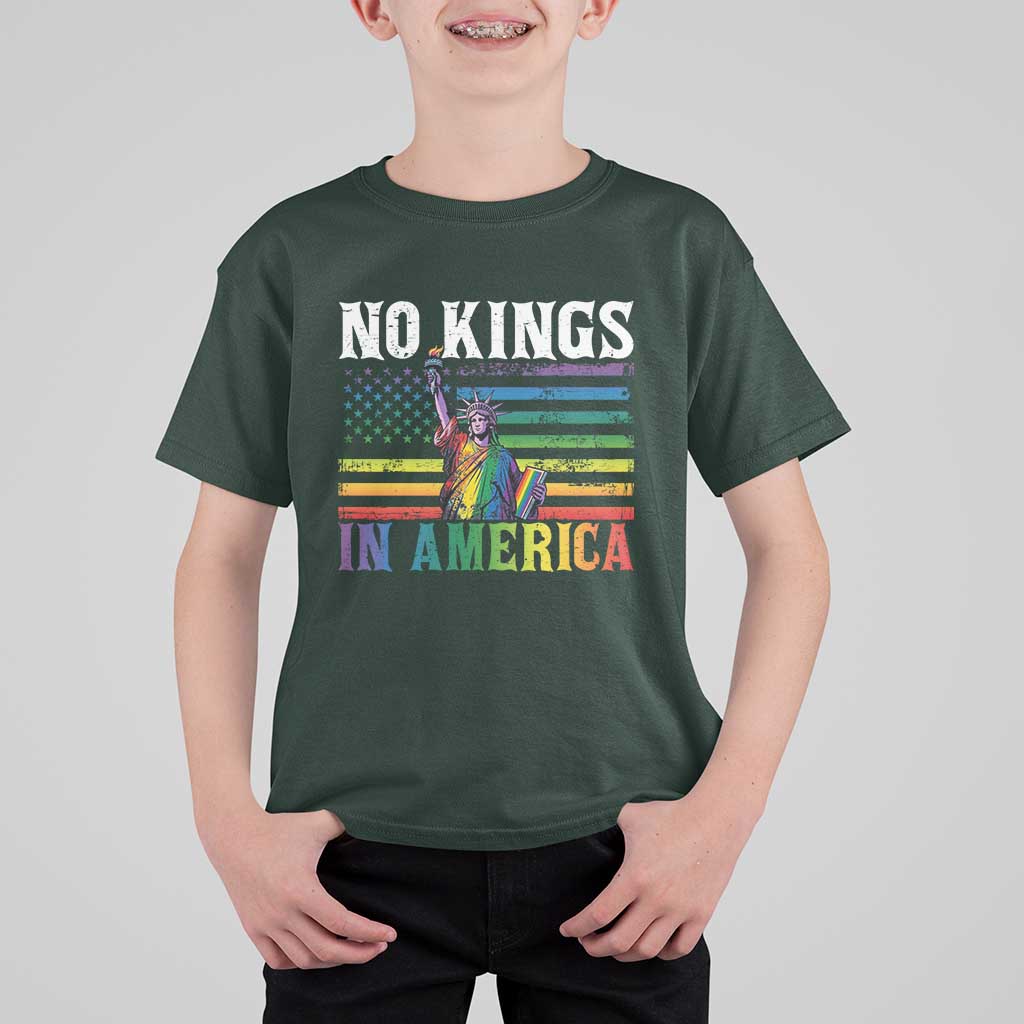 No Kings In America LGBT Pride T Shirt For Kid Anti Authoritarian Political