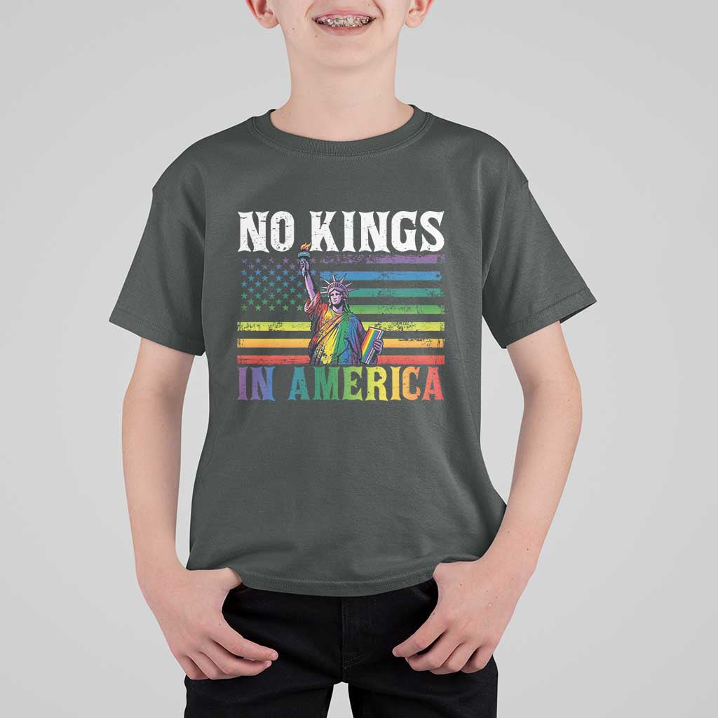 No Kings In America LGBT Pride T Shirt For Kid Anti Authoritarian Political