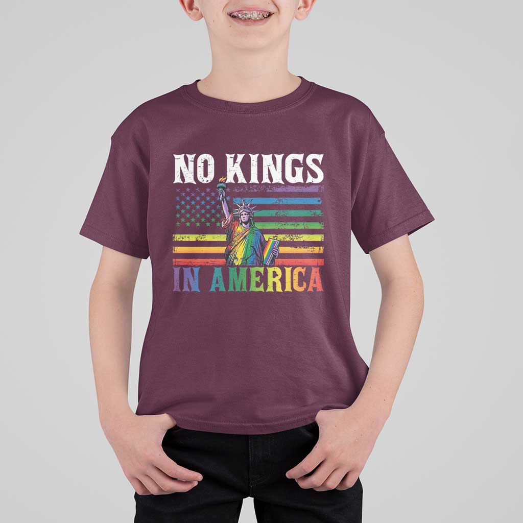 No Kings In America LGBT Pride T Shirt For Kid Anti Authoritarian Political