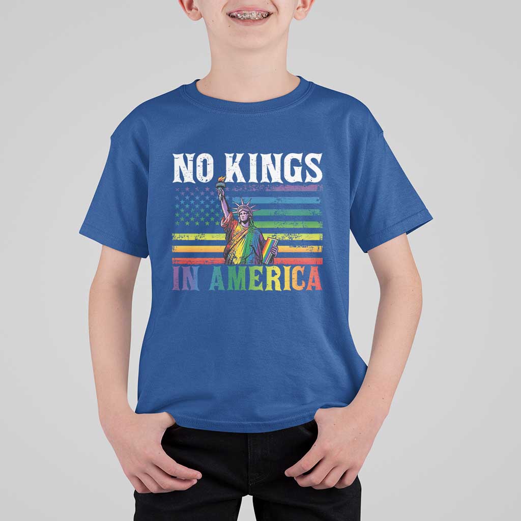 No Kings In America LGBT Pride T Shirt For Kid Anti Authoritarian Political