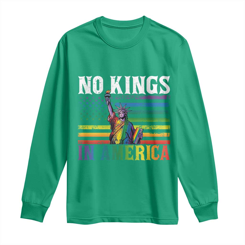 No Kings In America LGBT Pride Long Sleeve Shirt Anti Authoritarian Political